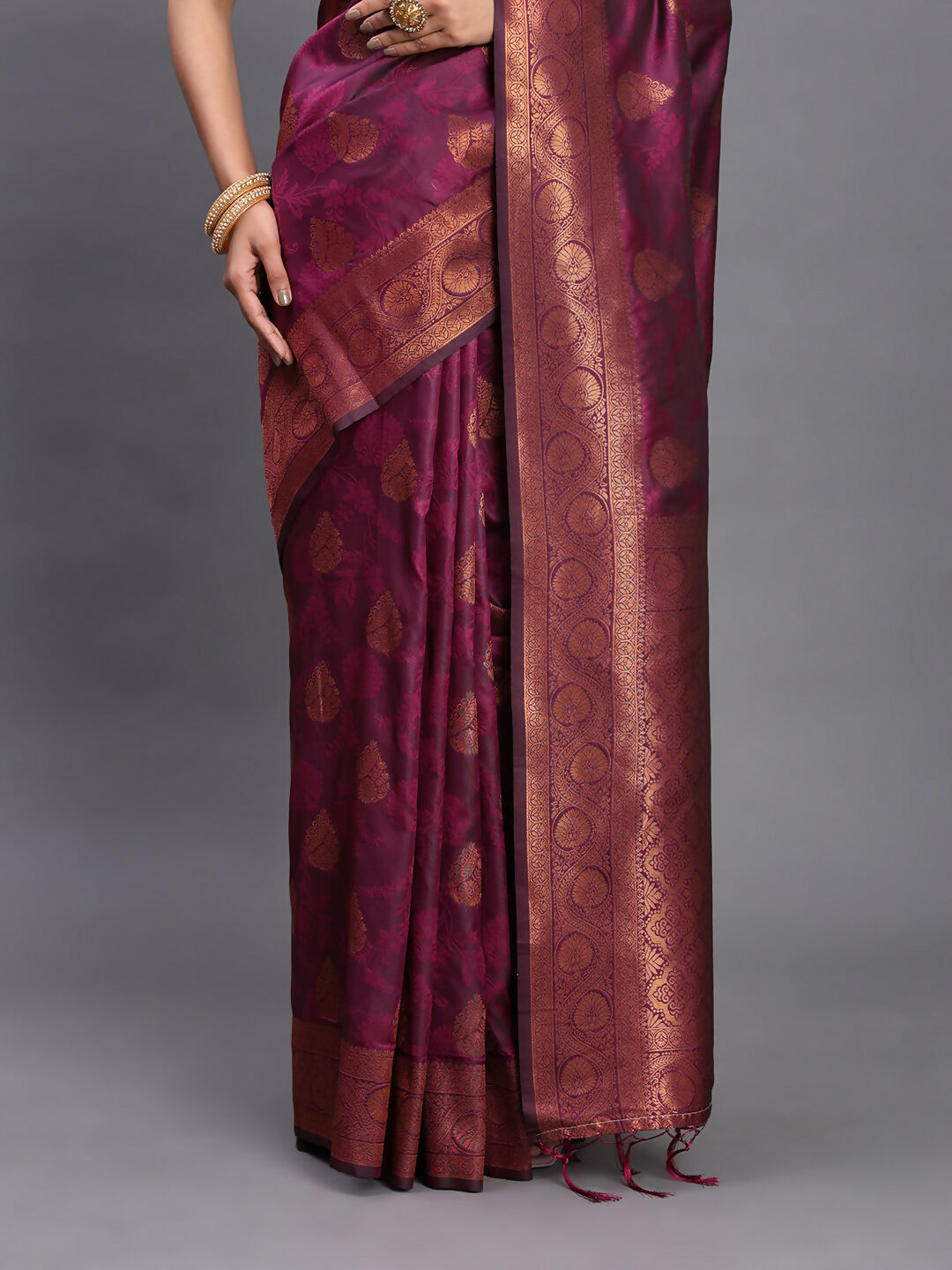 Royal Purple Silk Saree with Matching Blouse Piece