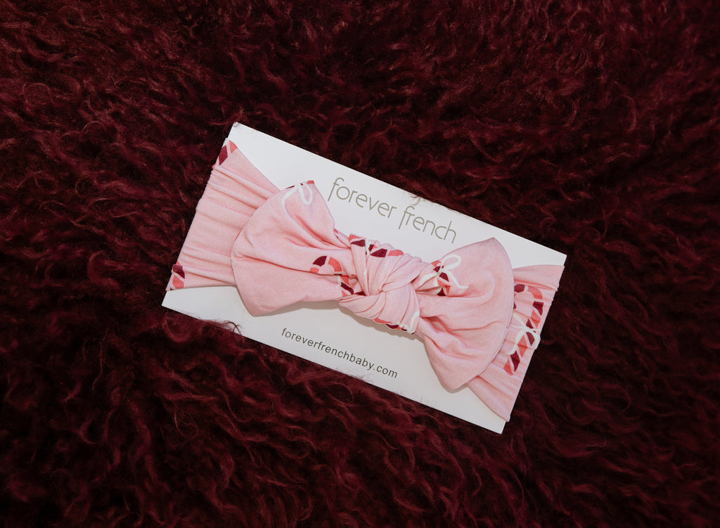 Bamboo Head Wrap | Pink Candy Cane
