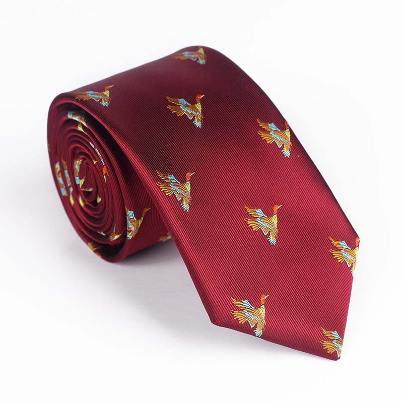 Vibrant Jacquard Bird Pattern Necktie - Multi-Color Design - Image 11