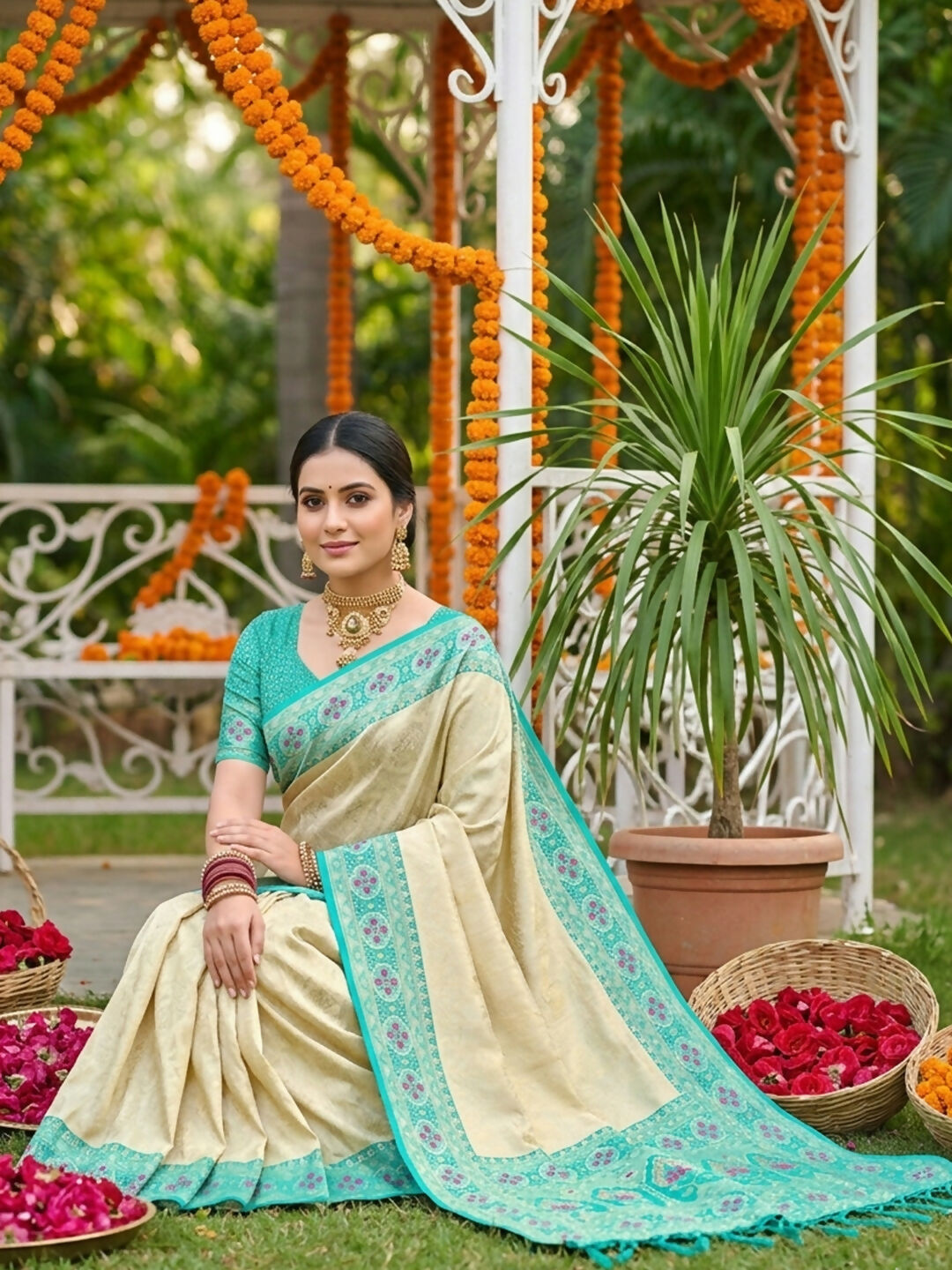 Sky Blue Soft Silk Saree with Matching Blouse Piece