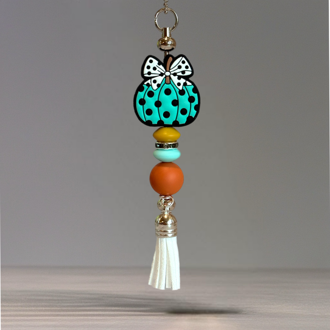 Teal Polka Dot Bar Charm - Tumbler Handle Charm