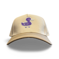 Tan snapback hat with Doodle Duck graphic