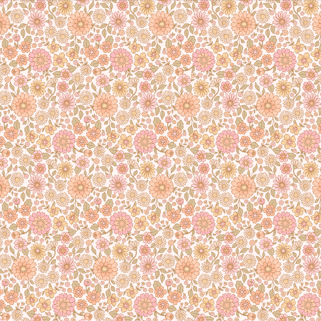 Daisy Floral Removable Wallpaper in Pink, Peach, and Tan