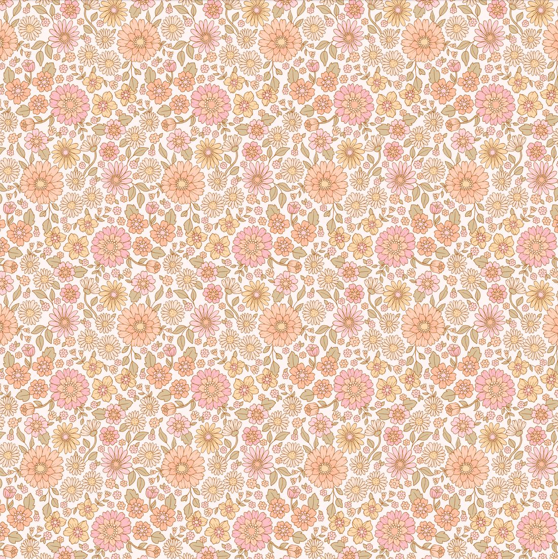 Daisy Floral Removable Wallpaper in Pink, Peach, and Tan