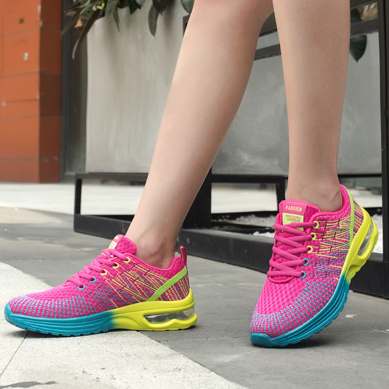 Women's Harajuku Style Pink Multi-Color Air Cushion Sneakers - Image 2