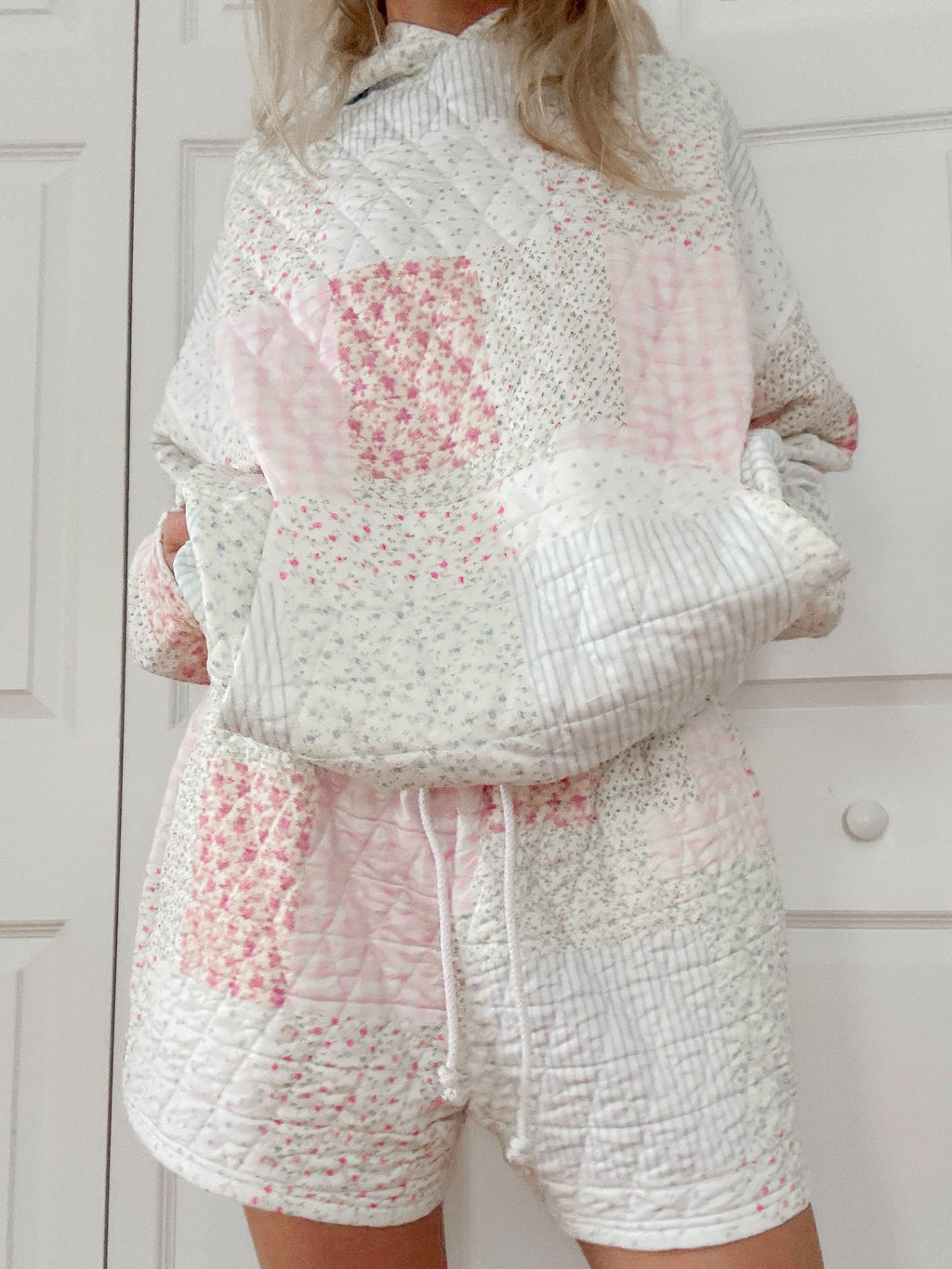 Quilted Pastel Shorts - Cotton Patchwork Cottagecore Lounge
