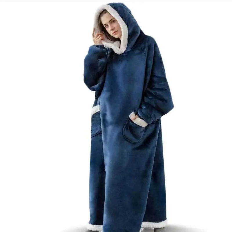 Couple Models Winter Hooded Pajamas and Blanket Set