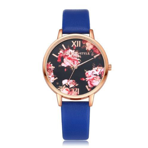 Women's Harajuku Floral Dial Quartz Watch with Leather Strap - Image 5