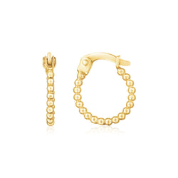 14K Yellow Gold Bead Hinged Hoop Earrings