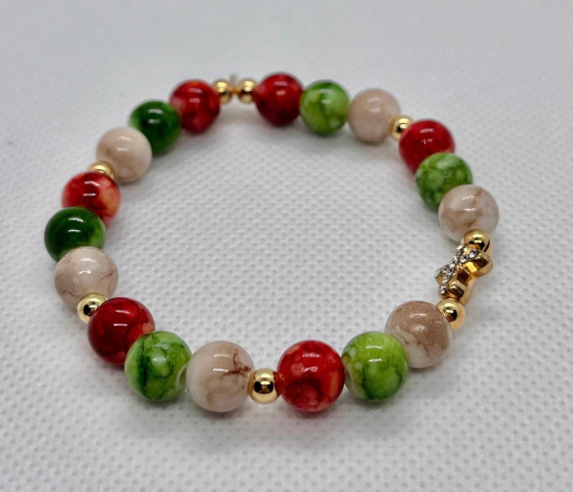 Bead Bracelet Jeweled Christmas Gold Cross