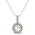 14k White Gold Diamond Halo Round Style Pendant (5/8 cttw)