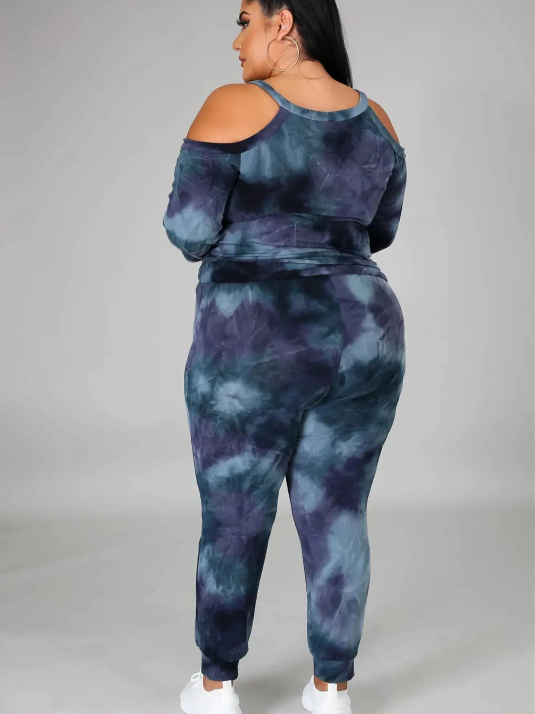 Women's Plus Size Off Shoulder Tie Dye Casual Suit