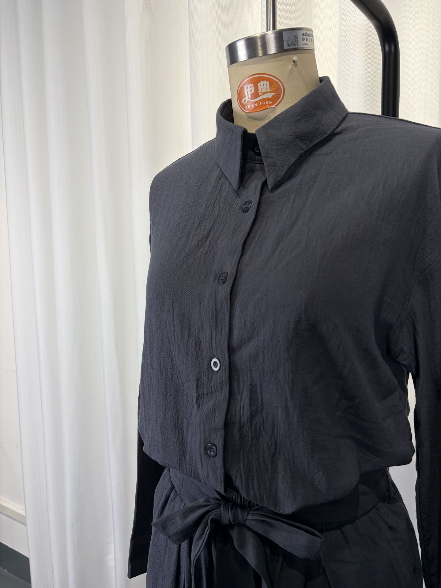 Linen-Look Shirt & Wide-Leg Trouser Set | Drawstring Waist 2-Piece | Gray