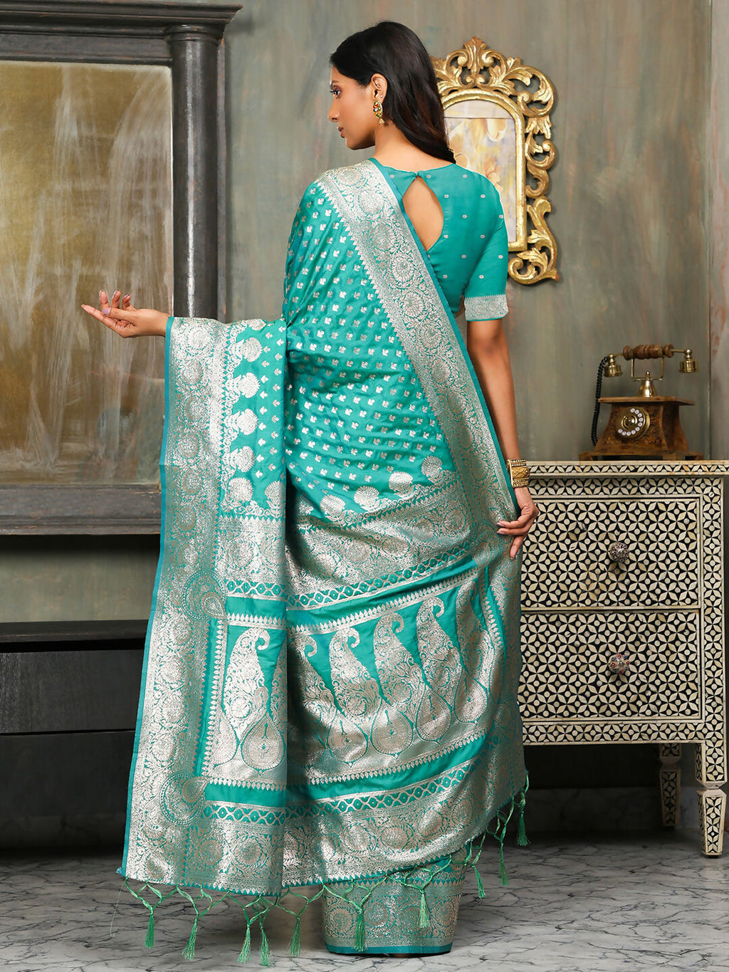 Shree Shyam Fashion Banarasi Silk Rama Green Saree