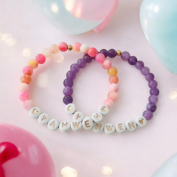 YAHWEH Pink Purple Marble Bracelet | Beautiful Faith-Inspired Jewelry