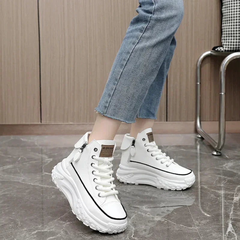 Women's High-Top Platform Sneakers - Casual Chunky Streetwear - Image 6