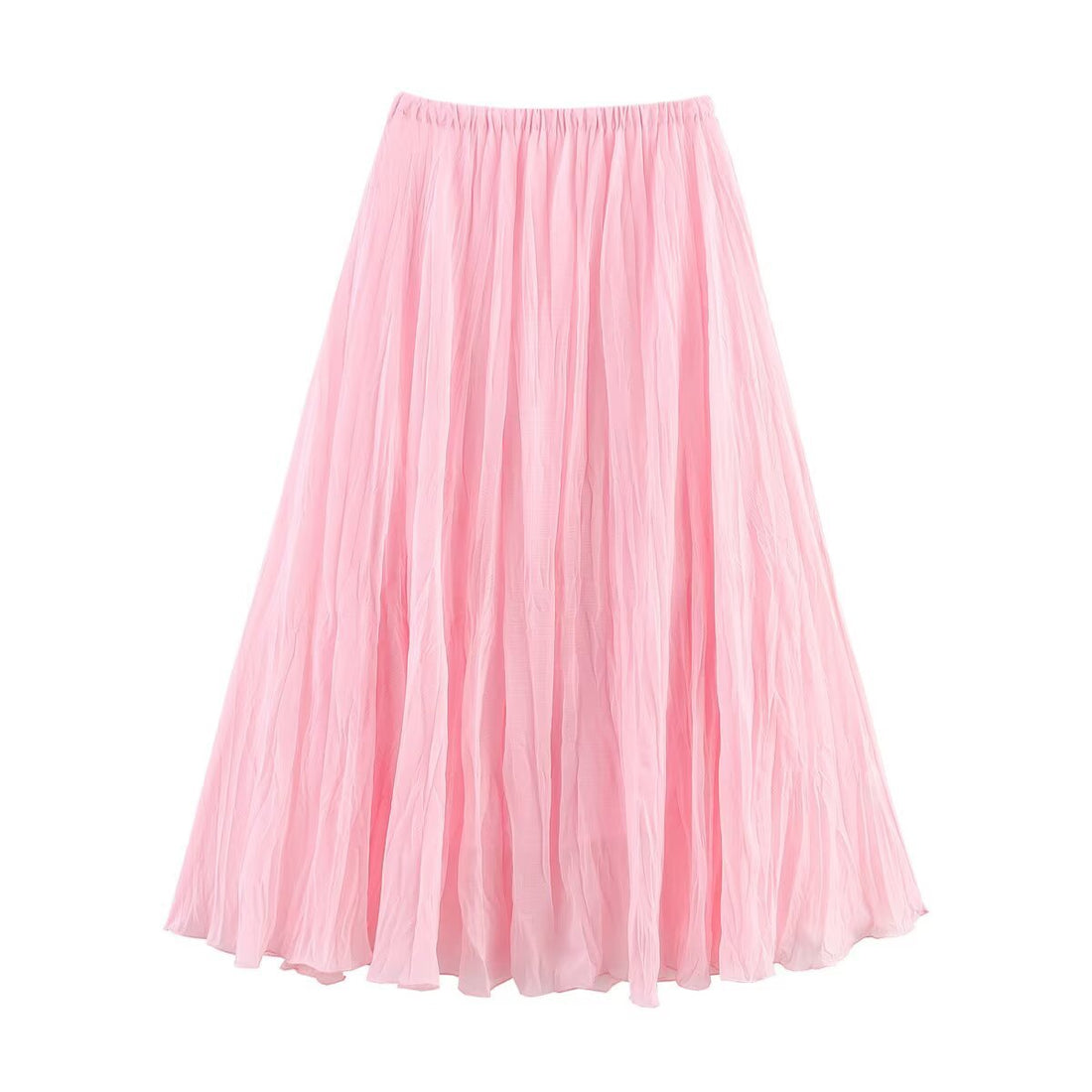 Harajuku Pleated Elastic Waist Long Skirt for Women - Sunflower, Pink - Image 6