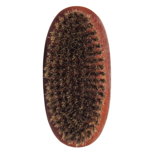 A 5-inch professional palm brush with 9 rows of natural boar bristles and a dark varnished wood handle.