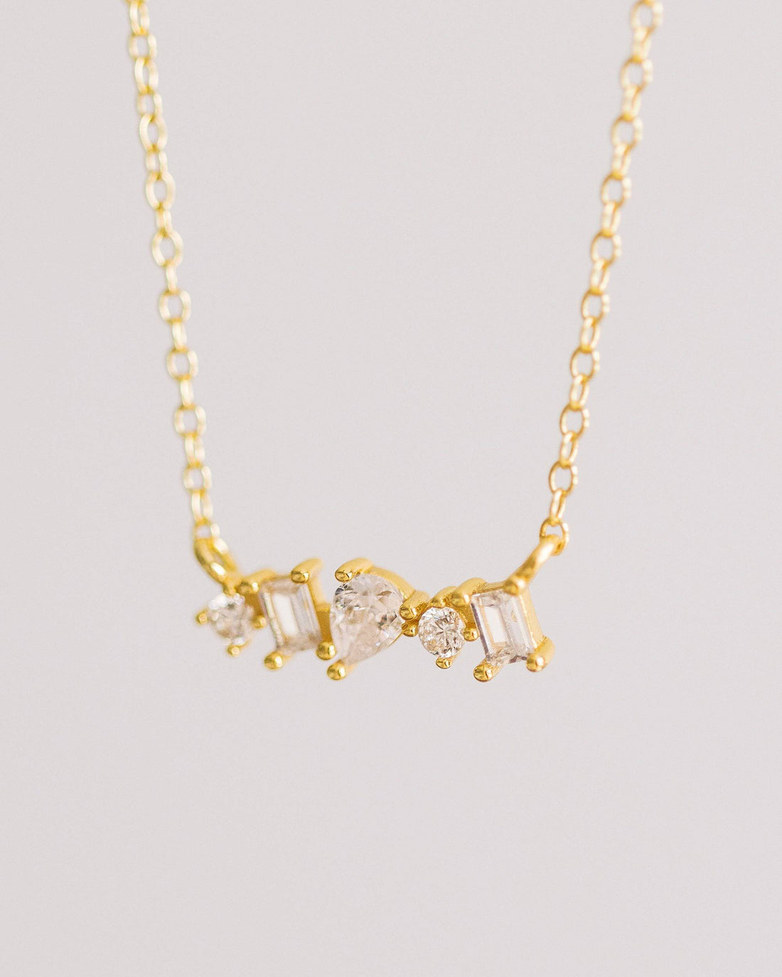 Gold Crystal Bar Necklace