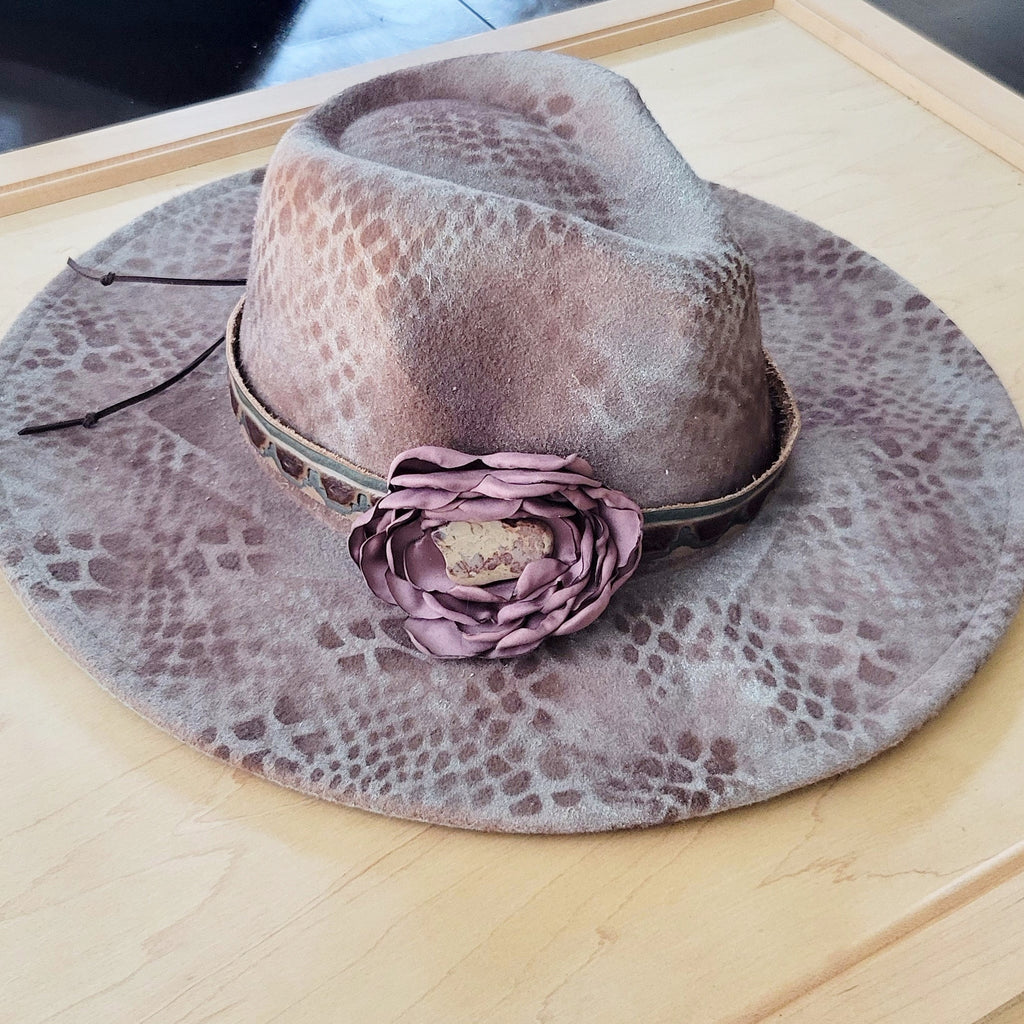CUSTOM Hand-Painted Branded Cowgirl Western Boho Hat A89