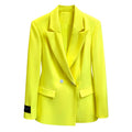 Women's Harajuku Style Minimalist Neon Yellow Blazer