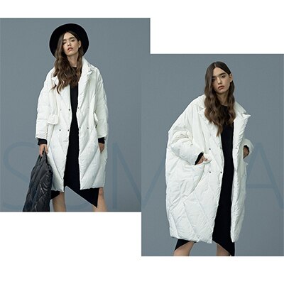 Oversized Slate Blue Quilted Down Coat for Women - Long Puffer Style - Image 9