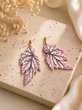 Begonia Lamoon botanical earrings featuring pink and gold polymer clay with a glossy finish