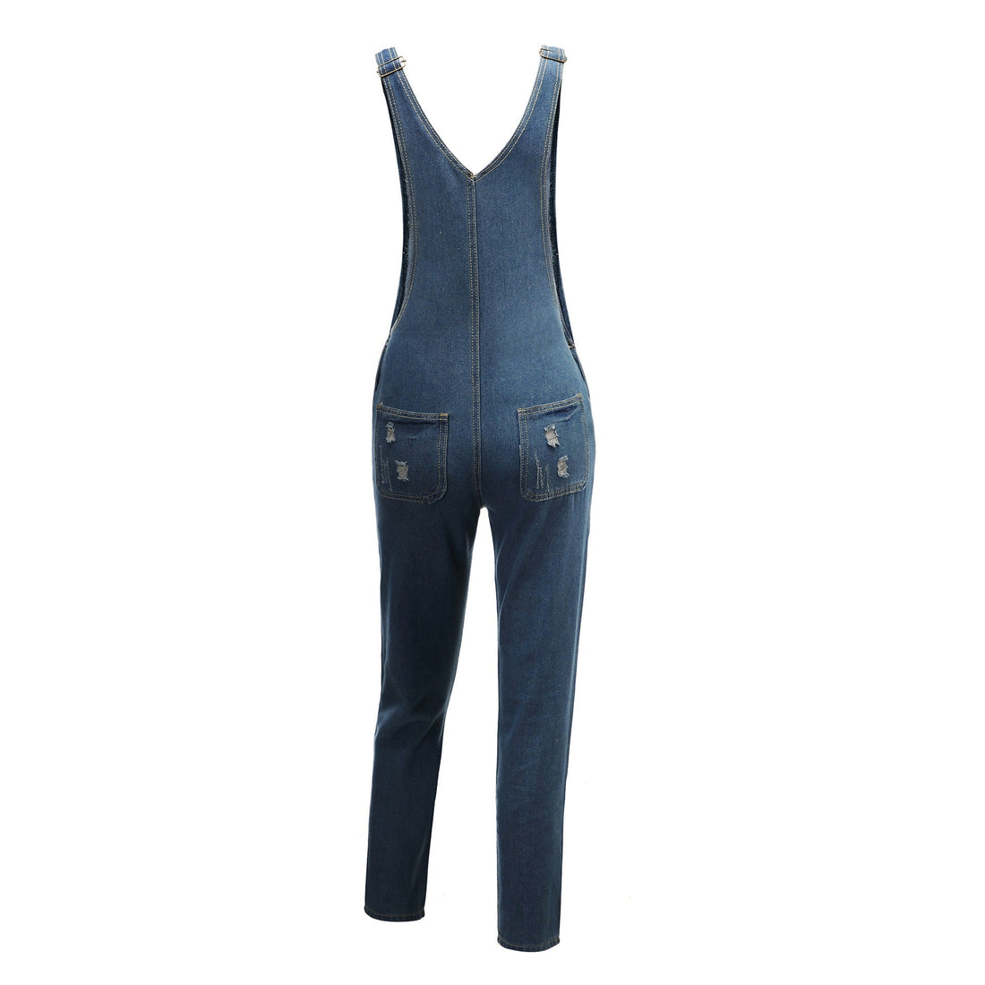 Women's Ripped Blue Denim Overalls - Harajuku Style Streetwear - Image 3