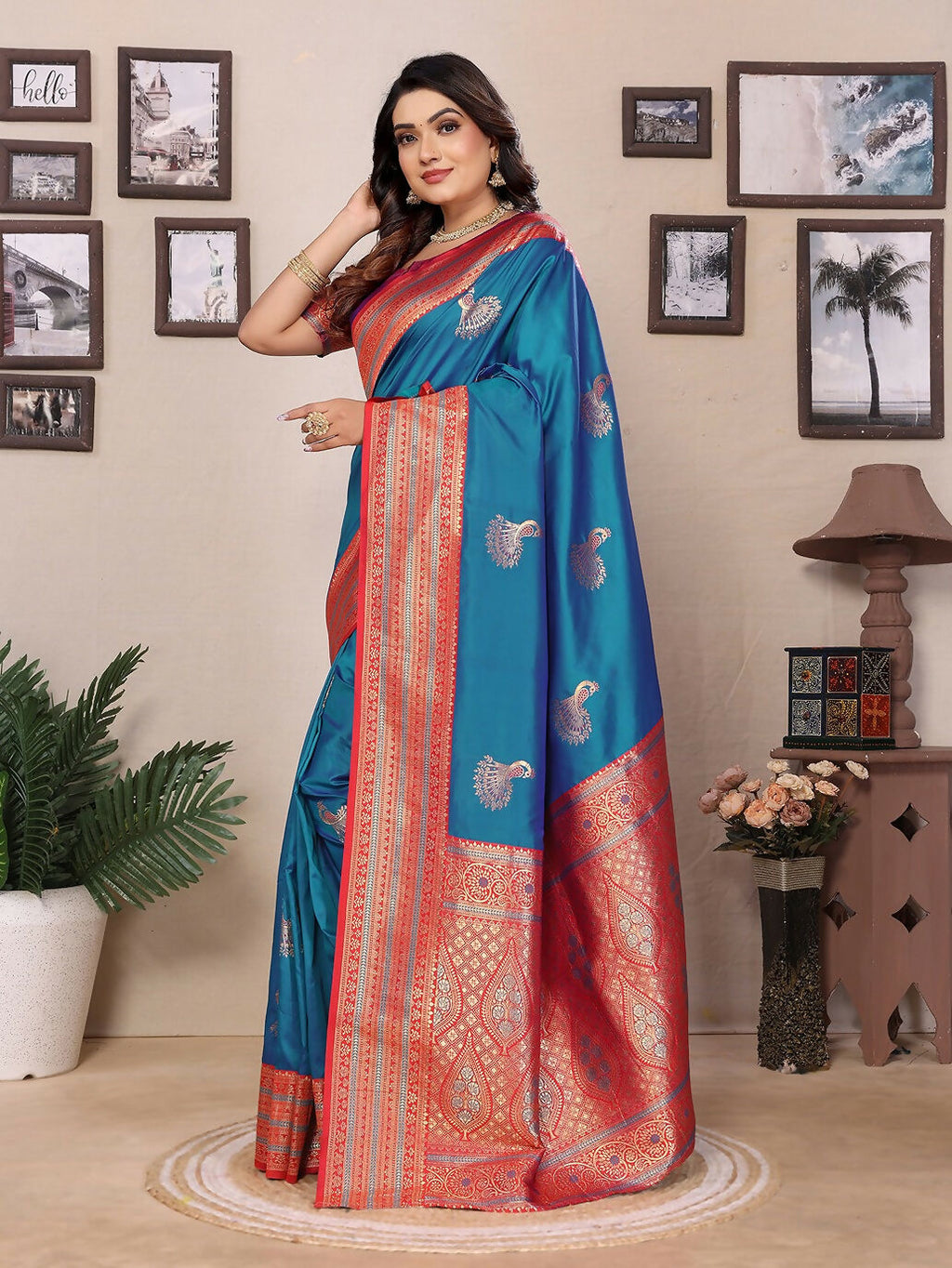 Royal Blue Banarasi Soft Silk Saree with Small Butti Design