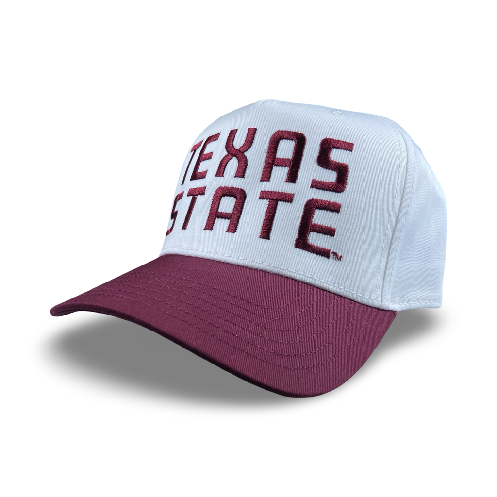 Texas State Trucker Hat Oversized Embroidered Maroon and White