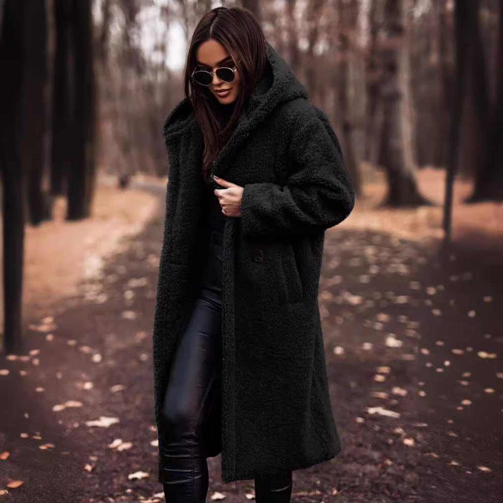 Harajuku Style Long Sleeve Woolen Coat for Women - Cozy & Warm - Image 3