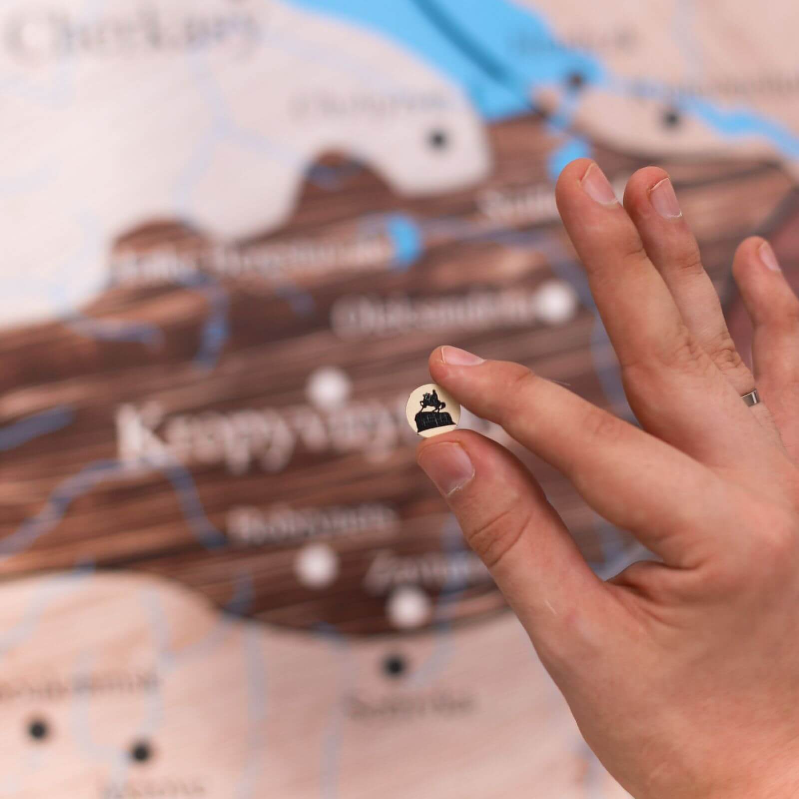 Ukrainian Landmarks Wooden Pin Set - Minimalist Black & White Map Decor