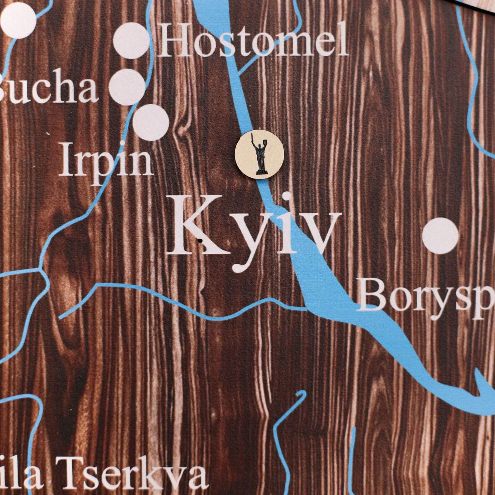 Ukrainian Landmarks Wooden Pin Set - Minimalist Black & White Map Decor