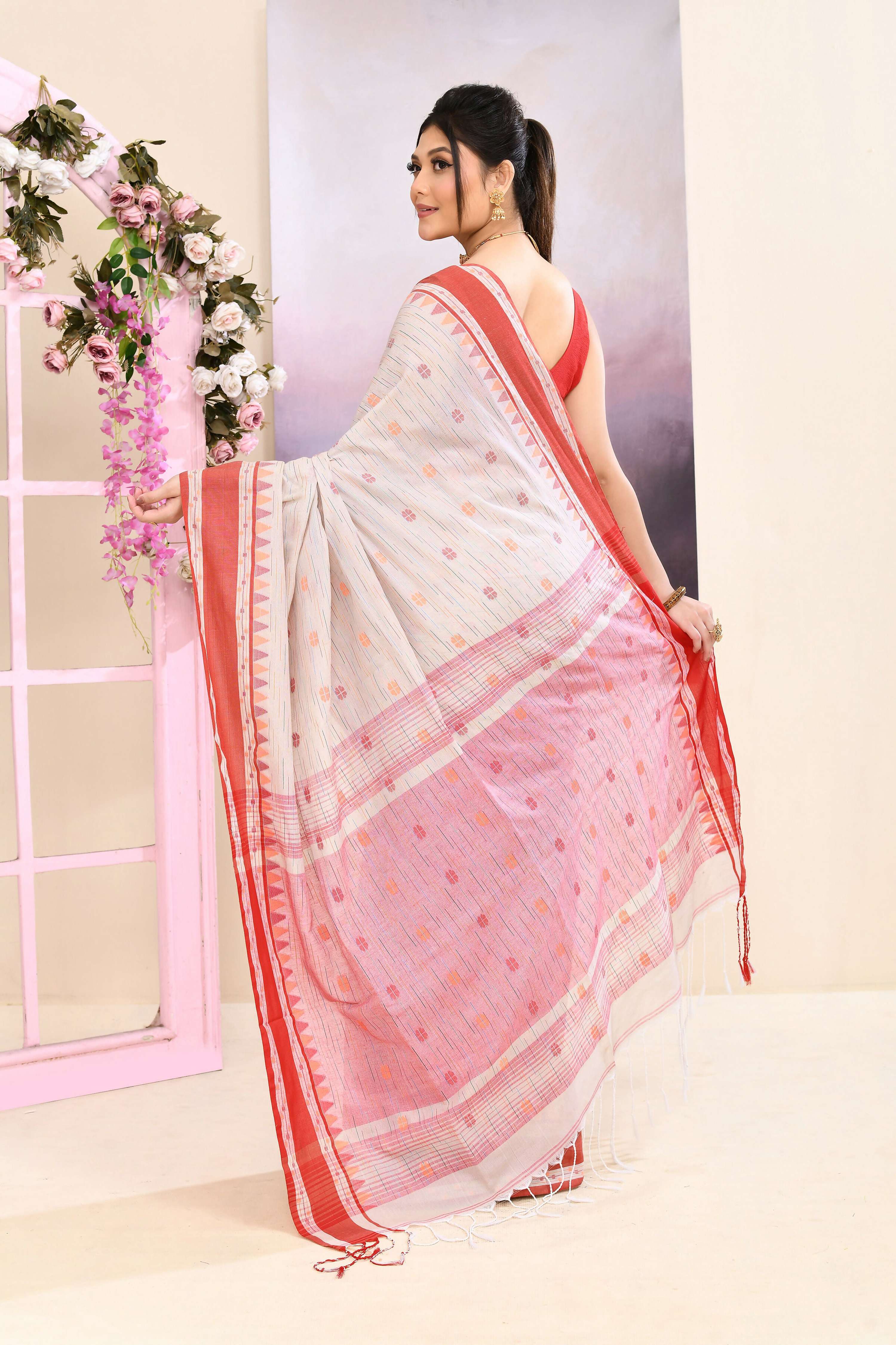 Beige Embellished Cotton Saree for Elegant Daily Wear