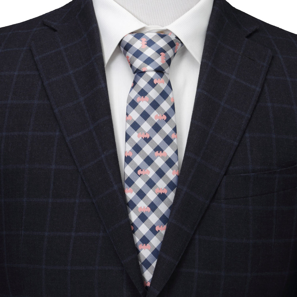 DC Batman Plaid Navy Men's Tie