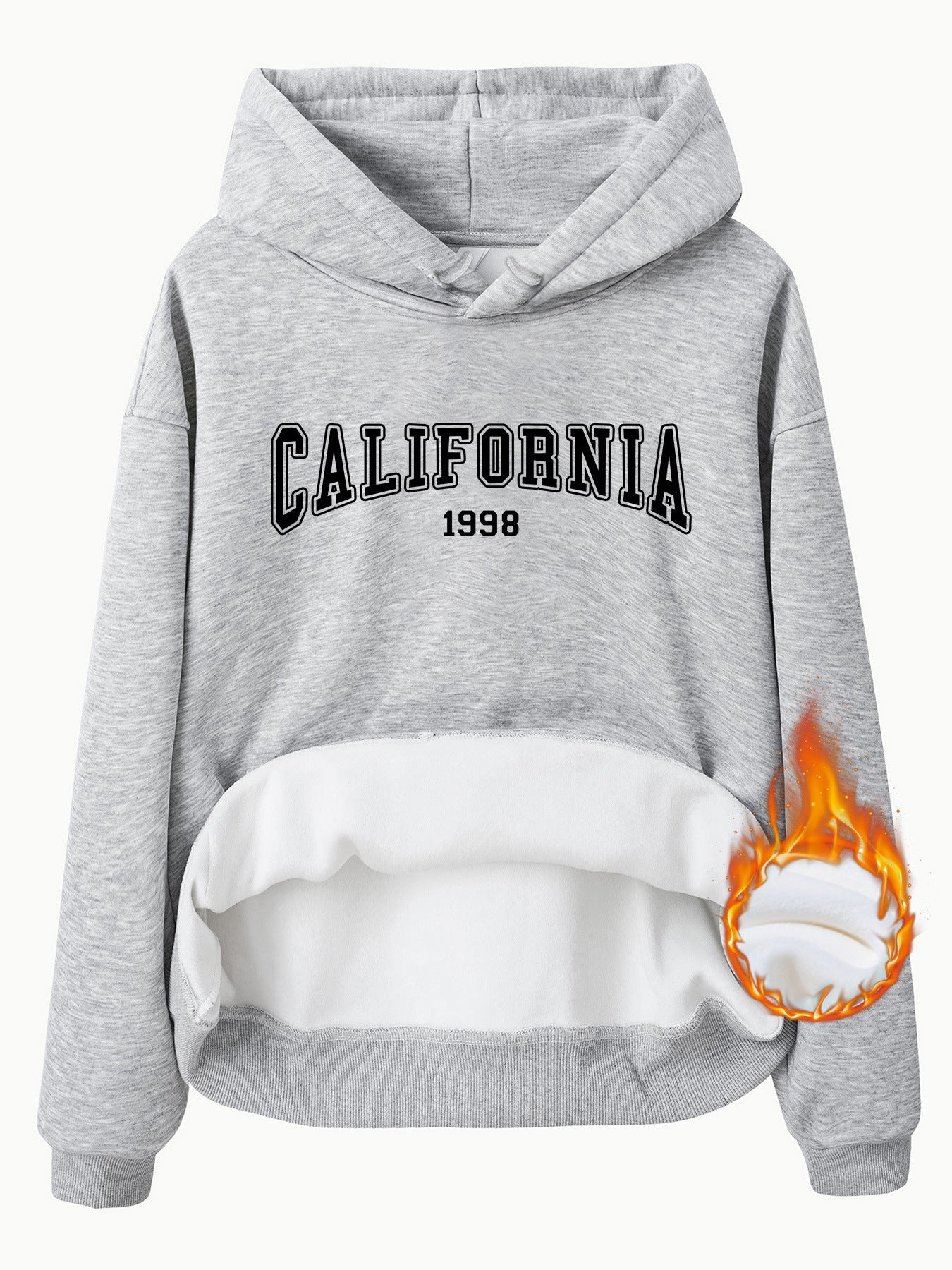 Women's California 1998 Print Fleece Hoodie - Gray & Black - Image 9