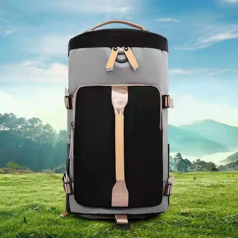 Women's Convertible Gym Duffel Backpack - Pink & Grey Travel Fitness Bag