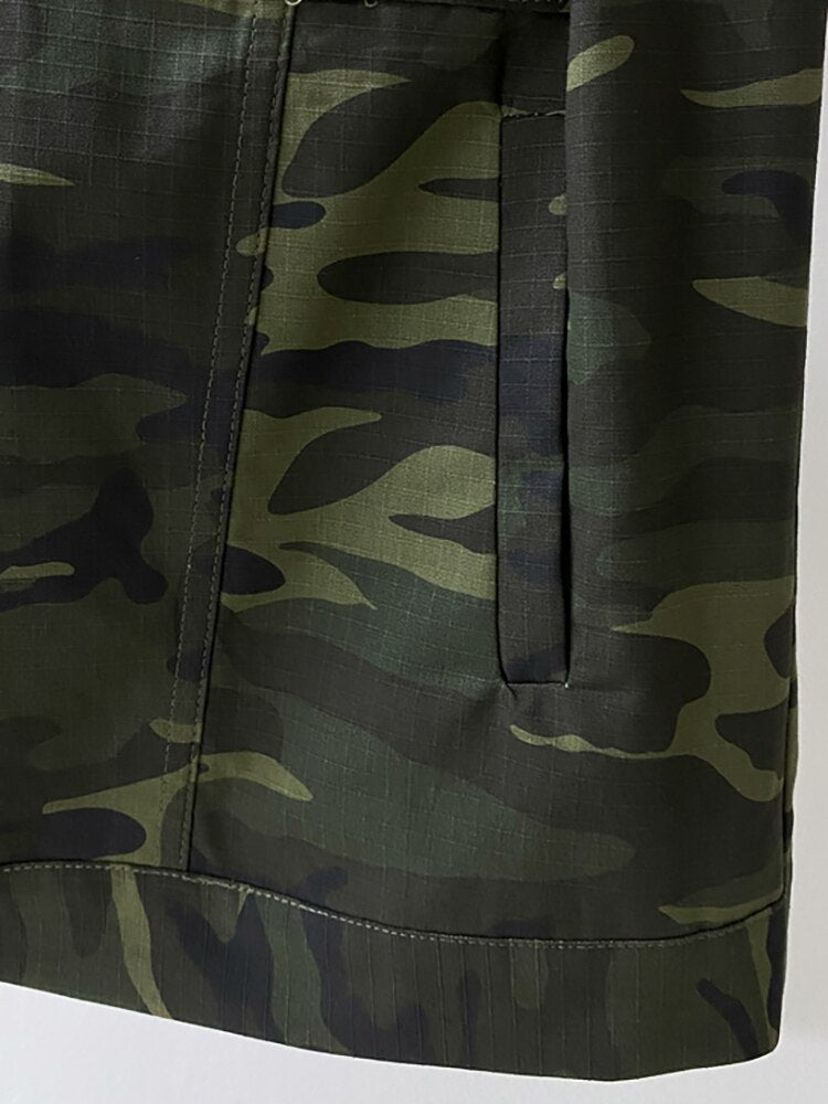 Women's Camouflage Denim Vest - Sleeveless, Zip-Front, Utility - Image 5