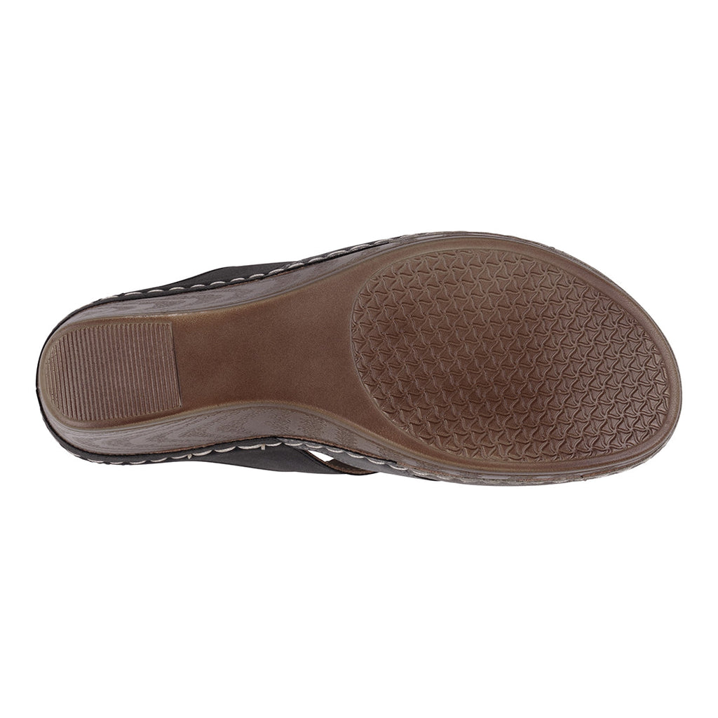 Women's Delores Black Wedge Sandals Triple Band