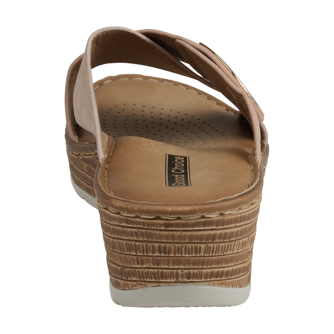 Women's Demi Blush Cross Strap Wedge Sandals