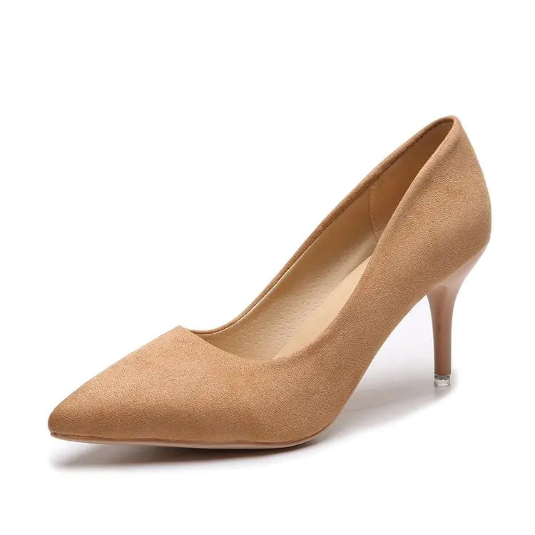 Women's Pointed Toe Suede Heels Slim Stiletto Pumps - Image 41