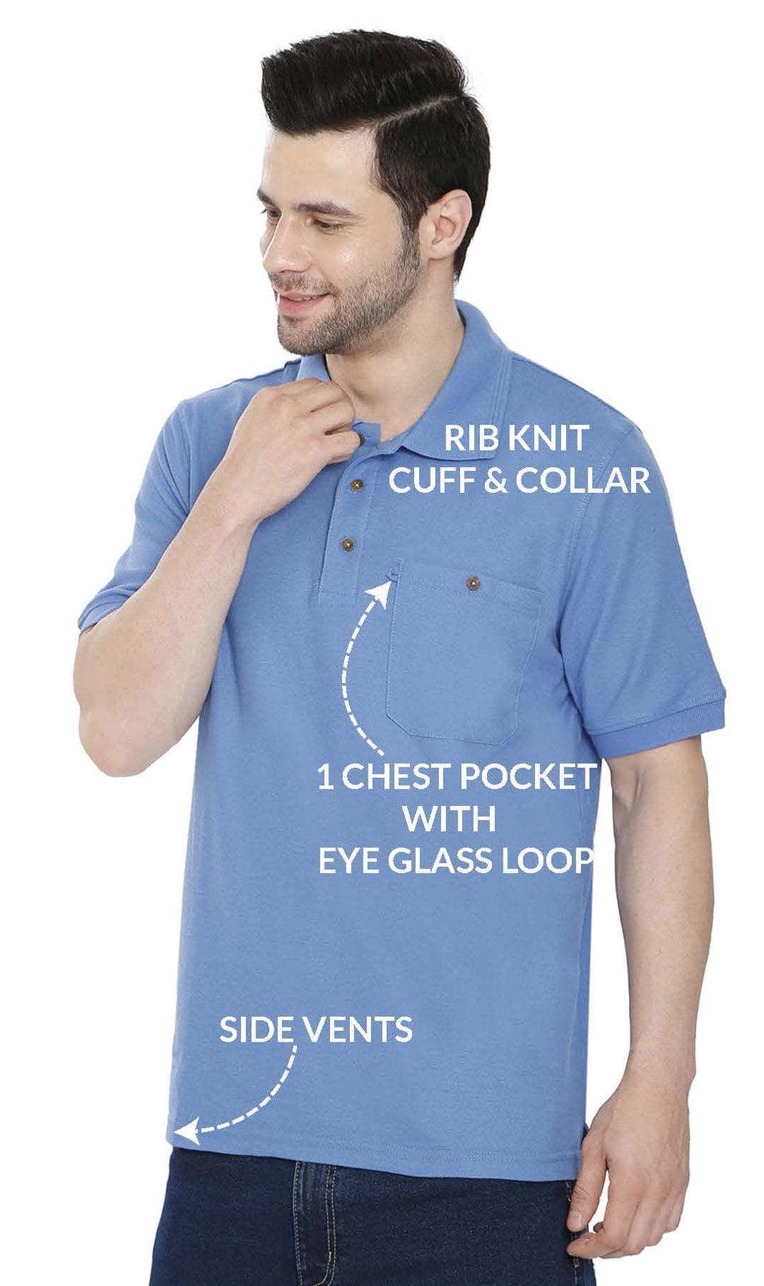 Men's Short Sleeve Pique Polo Shirt with Chest Pocket - Regular Fit