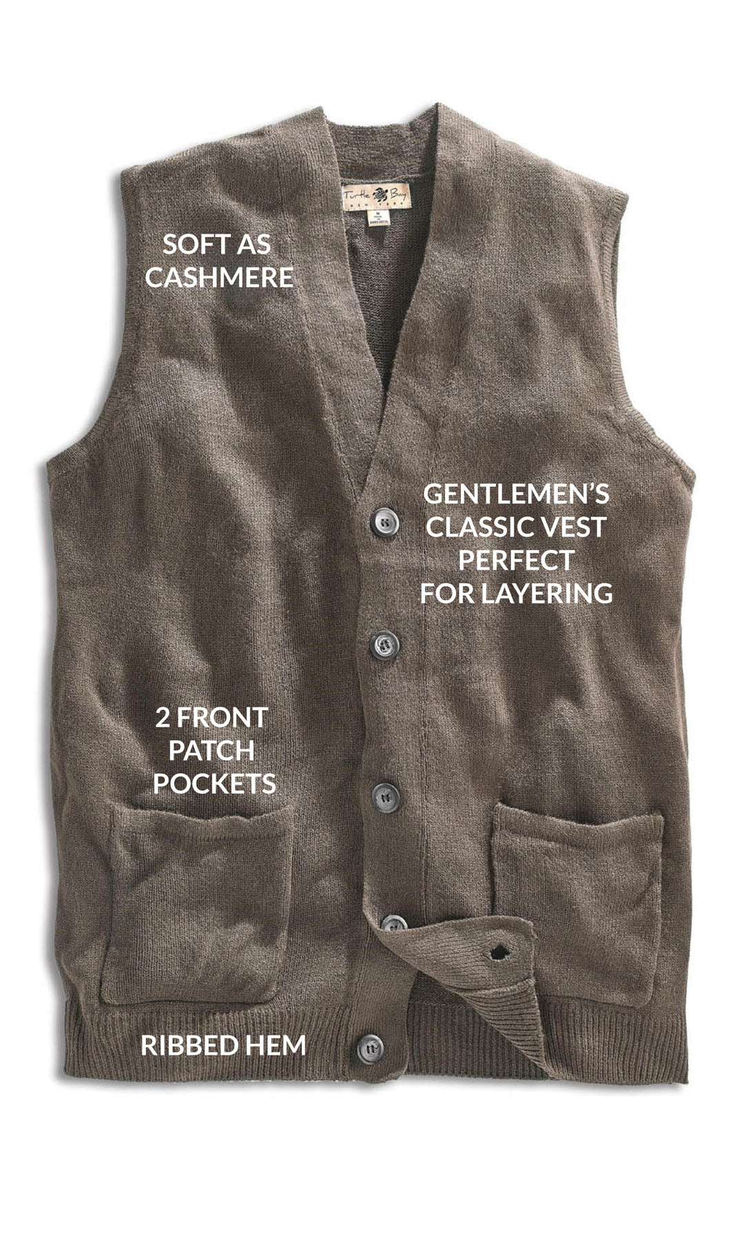 Men's Button Front Knit Sweater Vest with Chest Pockets