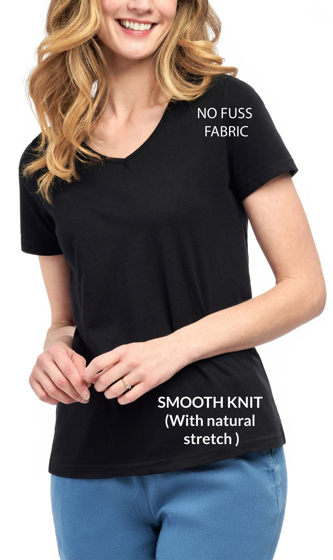Women's Short Sleeve V-Neck T-Shirt Wrinkle Resistant Tee