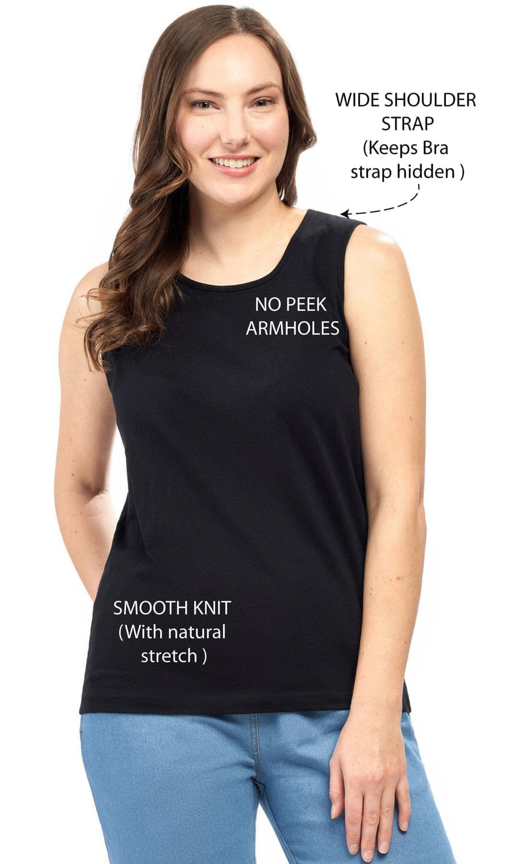 Women's Classic Relaxed Fit Sleeveless Tank Top in Cotton Blend