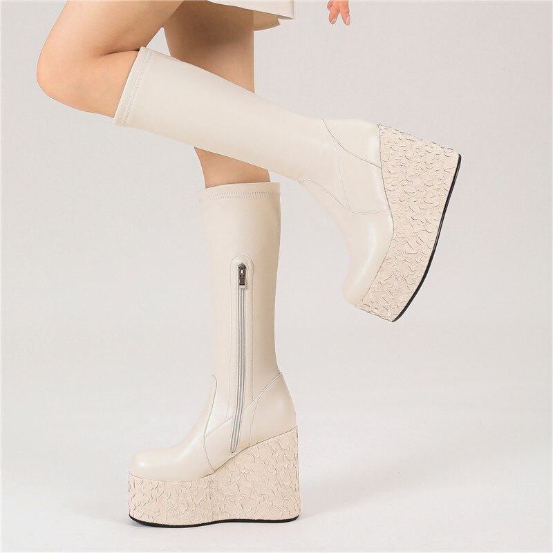 Women's Black Punk Platform Wedge Ankle Boots - Image 5