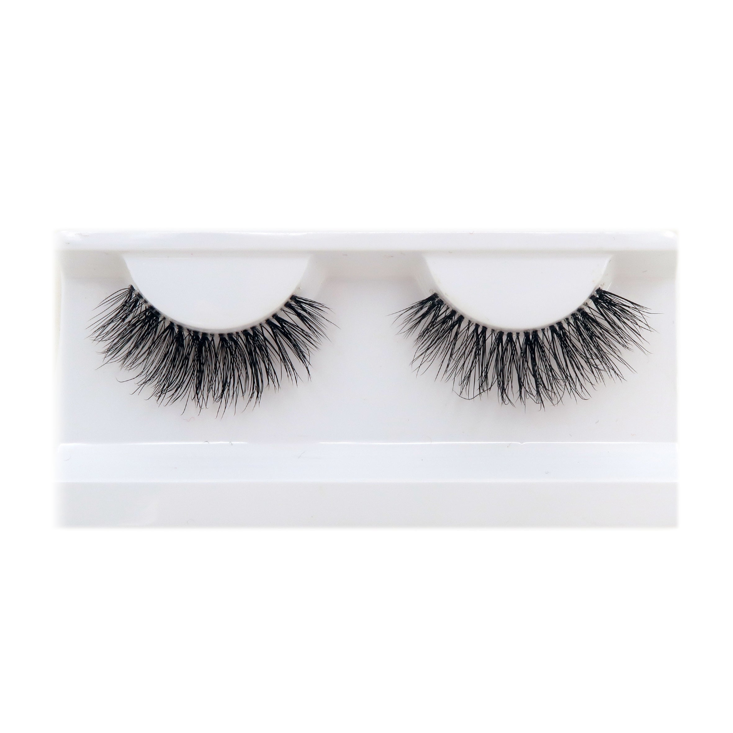 VIP Faux Mink Eyelashes in deep black, displayed on a clean white tray.