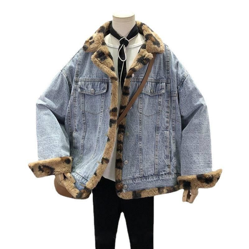 Reversible Women's Denim Jacket with Lambswool Faux Fur Lining - Image 7