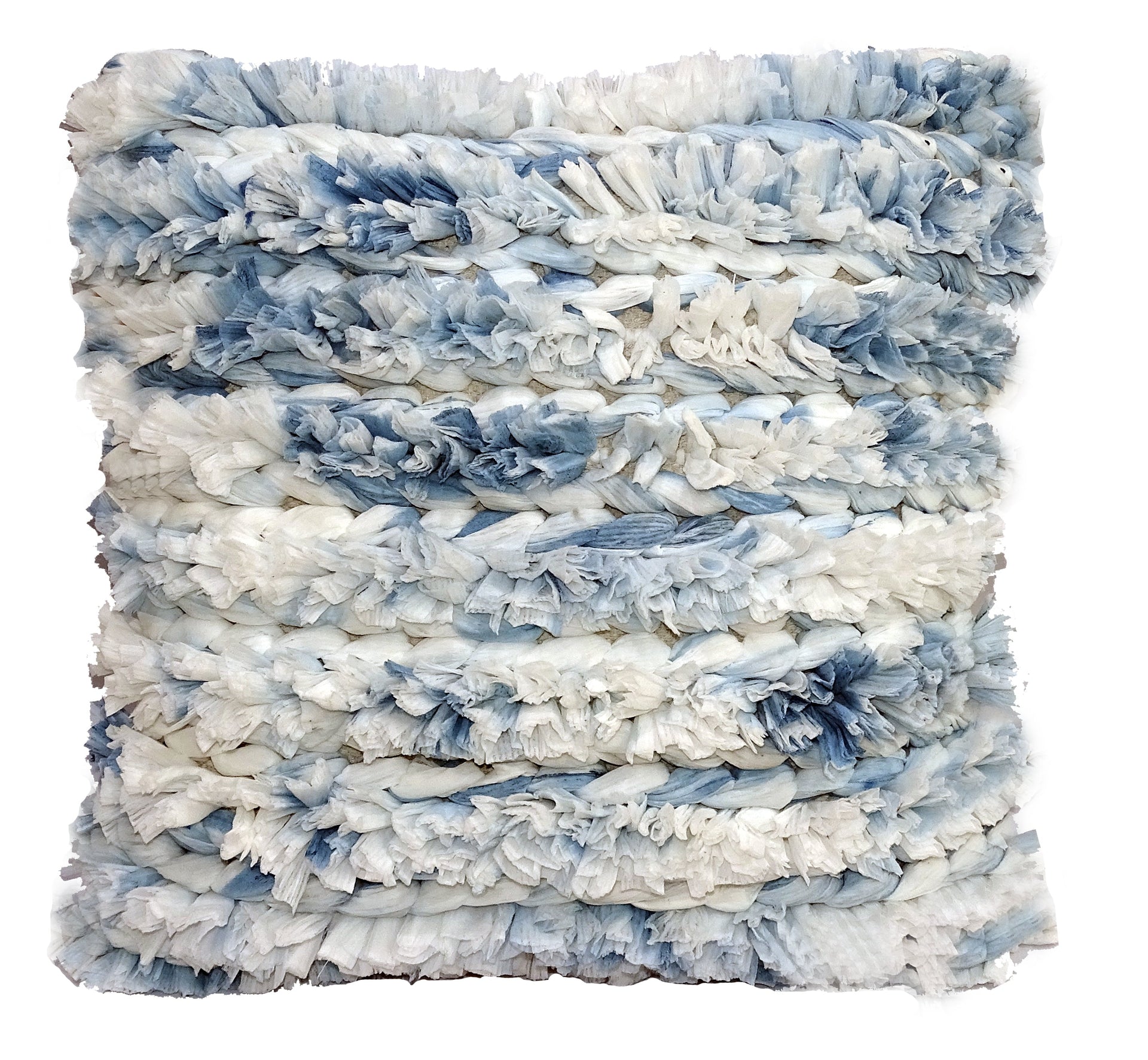 Throw Pillow Cover Blue & White Furry Stripes 22 X 22