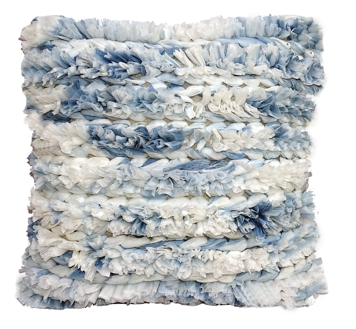 Throw Pillow Cover Blue & White Furry Stripes 22 X 22